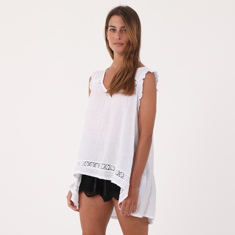ATTRATTIVO-Γυναικεία αμάνικη μπλούζα ATTRATTIVO λευκή