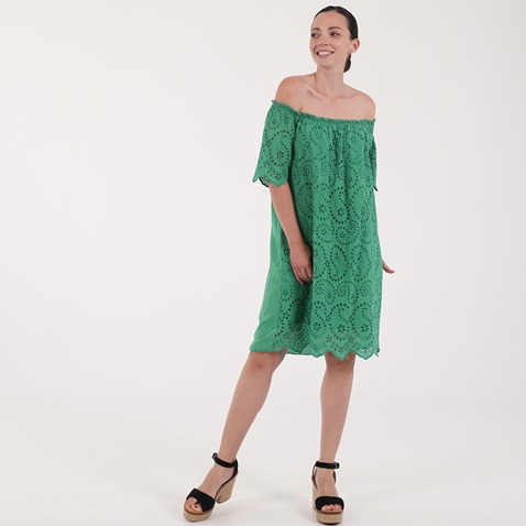 ATTRATTIVO-Γυναικείο mini off the shoulders φόρεμα ATTRATTIVO πράσινο