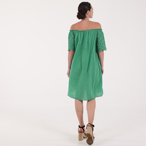 ATTRATTIVO-Γυναικείο mini off the shoulders φόρεμα ATTRATTIVO πράσινο