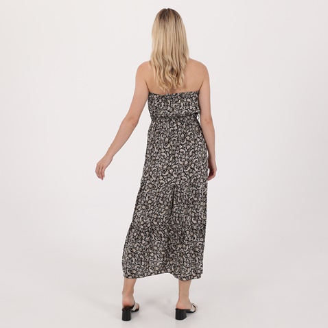 ATTRATTIVO-Γυναικείο μακρύ strapless φόρεμα ATTRATTIVO μαύρο εκρού