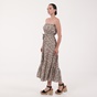 ATTRATTIVO-Γυναικείο μακρύ strapless φόρεμα ATTRATTIVO μπεζ καφέ