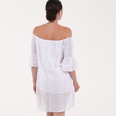 'ALE-Γυναικείο mini off the shoulders φόρεμα 'ALE λευκό