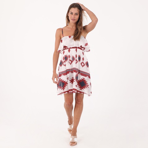 ATTRATTIVO-Γυναικείο mini φόρεμα ATTRATTIVO λευκό κόκκινο μπλε