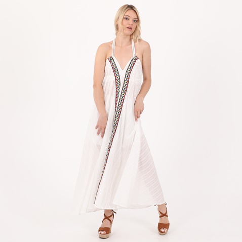 ATTRATTIVO-Γυναικείο μακρύ φόρεμα ATTRATTIVO λευκό