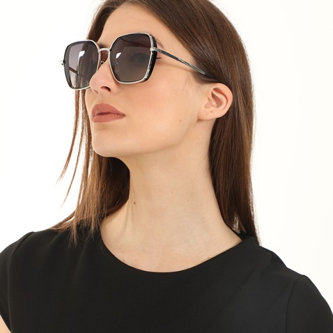 FOLLI FOLLIE-Γυναικεία τετράγωνα μεταλλικά γυαλιά ηλίου FOLLI FOLLIE ασημί
