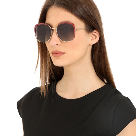 FOLLI FOLLIE-Γυναικεία ορθογώνια μεταλλικά γυαλιά ηλίου FOLLI FOLLIE κόκκινα