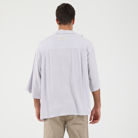 DIRTY LAUNDRY-Ανδρικό λινό πουκάμισο DIRTY LAUNDRY DLWS01S21 λιλά