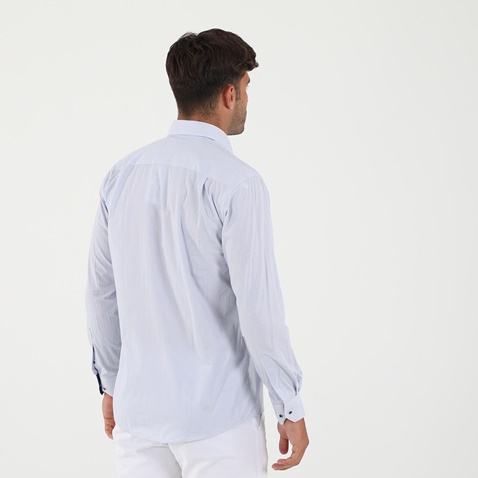 MARTIN & CO-Ανδρικό πουκάμισο MARTIN & CO 52-1310 Regular Fit μπλε λευκό ριγέ