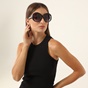 FOLLI FOLLIE-Γυναικεία χειροποίητα oversized γυαλιά ηλίου μάσκα FOLLI FOLLIE μαύρα ματ