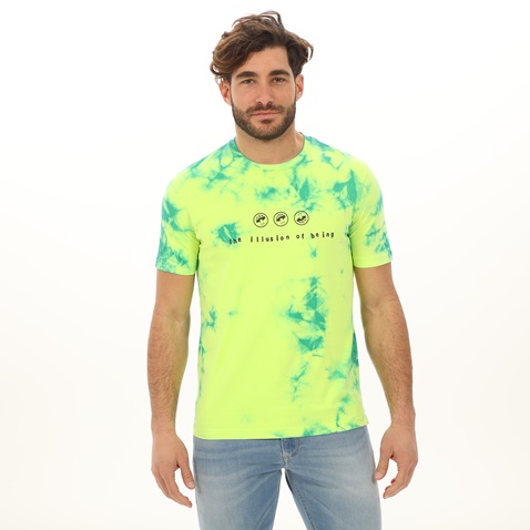 DIESEL-Ανδρικό t-shirt DIESEL A00281-0WAXP κίτρινο tie dye