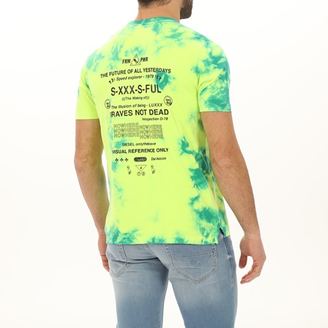 DIESEL-Ανδρικό t-shirt DIESEL A00281-0WAXP κίτρινο tie dye