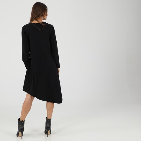 'ALE-Γυναικείο ασύμμετρο mini φόρεμα 'ALE μαύρο μπεζ