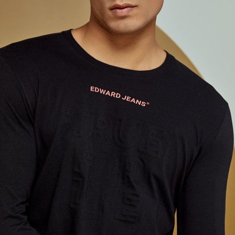 EDWARD JEANS-Ανδρική μακρυμάνικη μπλούζα EDWARD JEANS LIFEY μαύρη
