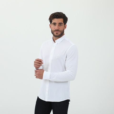 GANT-Ανδρικό πουκάμισο GANT 3002562 3002562 TP SLIM PIQUE BD λευκό