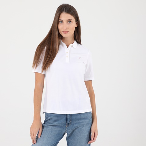 GANT-Γυναικεία polo μπλούζα GANT λευκό 