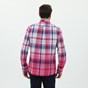 GANT-Ανδρικό πουκάμισο GANT G3034730 REG DIP DYED MADRAS B ροζ μπλε καρό