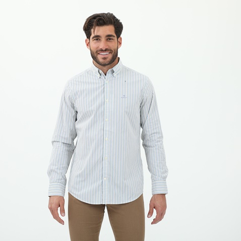 GANT-Ανδρικό πουκάμισο GANT G3028030 G3028030 SHIRT LS λευκό μπλε ριγέ