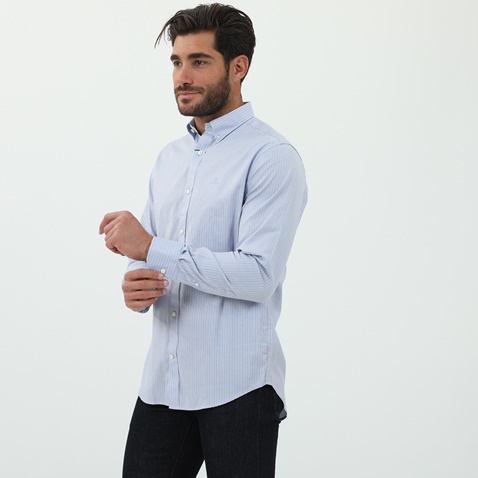 GANT-Ανδρικό πουκάμισο GANT G3063200 G3063200 SHIRT LS λευκό μπλε ριγέ