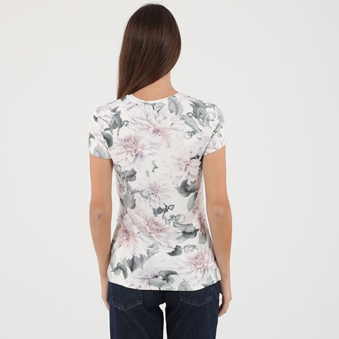 TED BAKER-Γυναικεία μπλούζα TED BAKER 247195 HILMAA CLOVE fitted λευκή floral