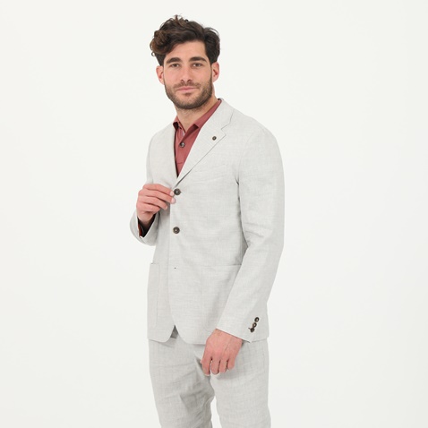 TED BAKER-Ανδρικό σακάκι blazer YUCCA TED BAKER 252025 LINEN BLEND γκρι καφέ