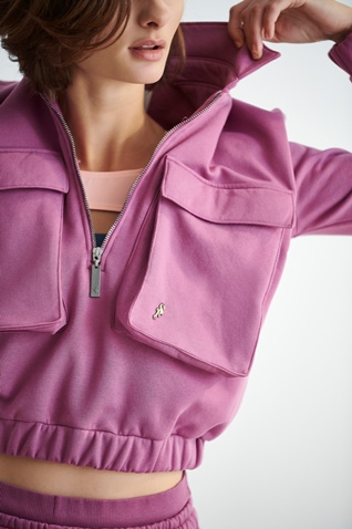 SUGARFREE-Γυναικεία cropped φούτερ μπλούζα SUGARFREE 21832024 μοβ