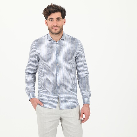 SSEINSE-Ανδρικό πουκάμισο SSEINSE CE510SS ριγέ μπλε λευκό