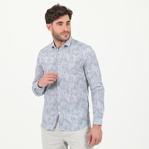 SSEINSE-Ανδρικό πουκάμισο SSEINSE CE510SS ριγέ μπλε λευκό