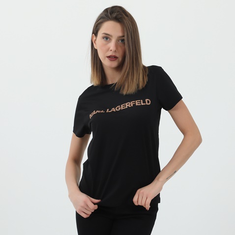 KARL LAGERFELD-Γυναικείο t-shirt KARL LAGERFELD 216W1700 APPAREL KANDY KRUSH L μαύρο