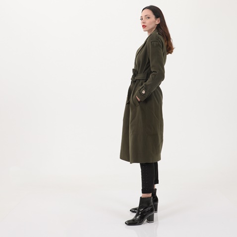 GAUDI-Γυναικείο μακρύ παλτό σε στιλ καπαρτνίνας GAUDI GJC.0W1.010.025 λαδί