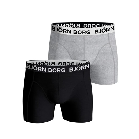 BJORN BORG-Σετ από δύο ανδρικά εσώρουχα boxer BJORN BORG μαύρο γκρι