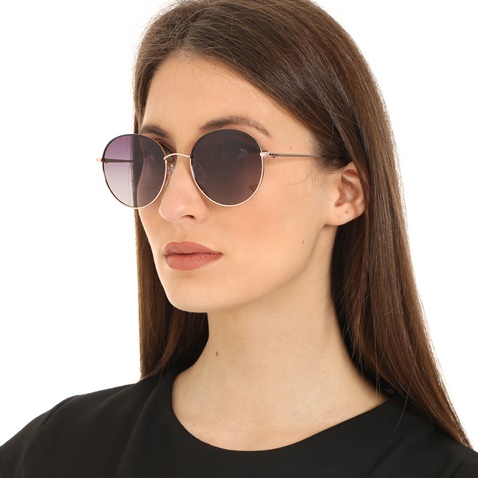 FOLLI FOLLIE-Γυναικεία στρογγυλά μεταλλικά γυαλιά ηλίου FOLLI FOLLIE μαύρα
