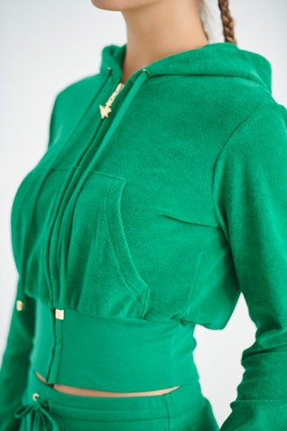SUGARFREE-Γυναικεία κοντή πετσετέ ζακέτα SUGARFREE 22813110 πράσινη