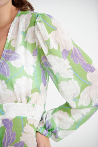 SUGARFREE-Γυναικείο φόρεμα beachwear SUGARFREE PINK TIGER LILY 22814205 λευκό πράσινο floral