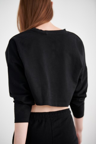 SUGARFREE-Εφηβική cropped φούτερ μπλούζα SUGARFREE 21612020 μαύρη