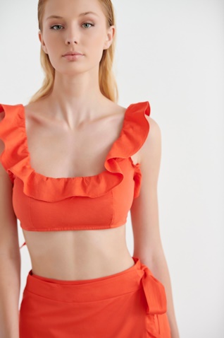 SUGARFREE-Γυναικείο cropped top beachwear SUGARFREE RIVERA 22818193 πορτοκαλί
