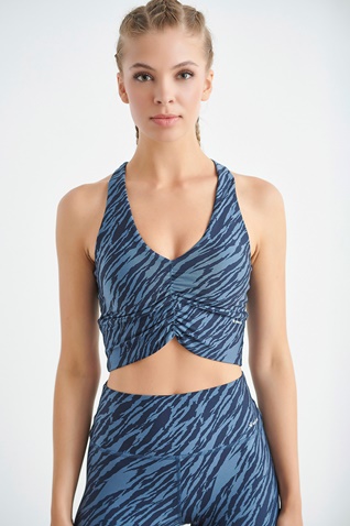 SUGARFREE-Γυναικείο αθλητικό μπουστάκι SUGARFREE SEGMENT GYM 22848031 μπλε zebra