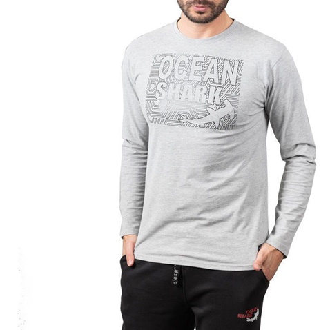 OCEAN SHARK-Ανδρική μπλούζα GREENWOOD ROUND NECK γκρι