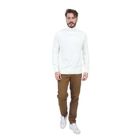 GREENWOOD-Ανδρική πλεκτή μπλούζα ζιβάγκο GREENWOOD λευκή