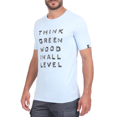 GREENWOOD-Ανδρική κοντομάνικη μπλούζα GREENWOOD GRW33 WASHED μπλε