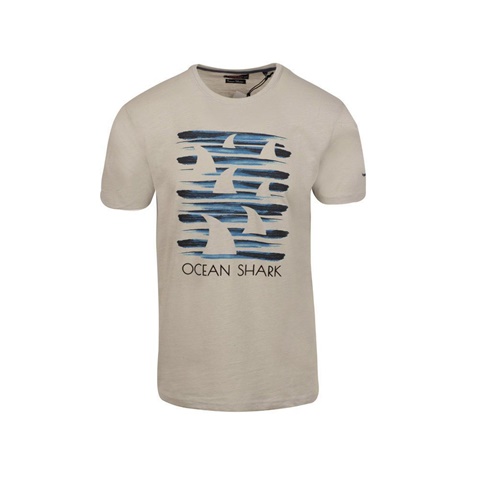 OCEAN SHARK-Ανδρικό t-shirt OCEAN SHARK ανοιχτό γκρι