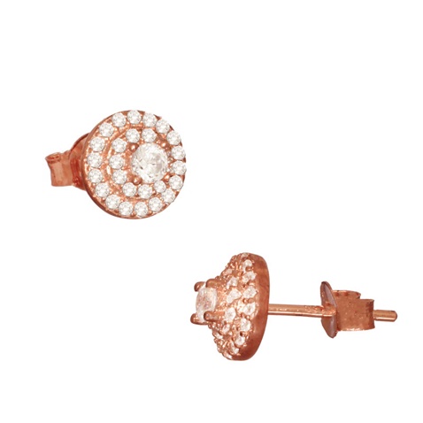 JEWELTUDE-Γυναικεία ασημένια καρφωτά σκουλαρίκια JEWELTUDE 12675 ροζ χρυσά