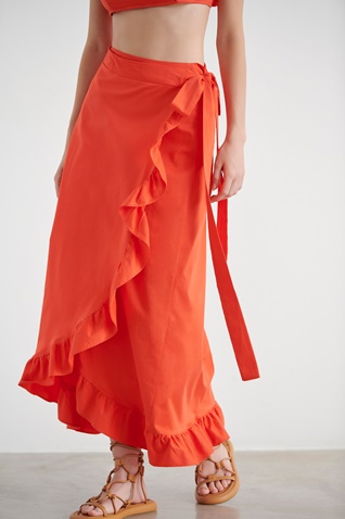 SUGARFREE-Γυναικεία μακριά φούστα beachwear SUGARFREE RIVERA 22814193 πορτοκαλί