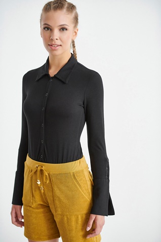 SUGARFREE-Γυναικείο μακρυμάνικο πουκάμισο κορμάκι SUGARFREE 22846061 μαύρο 