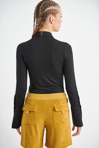 SUGARFREE-Γυναικείο μακρυμάνικο πουκάμισο κορμάκι SUGARFREE 22846061 μαύρο 