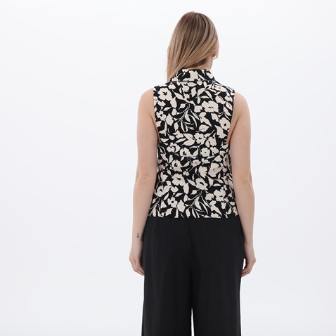 'ALE-Γυναικείο αμάνικο πουκάμισο 'ALE 81002232 ασπρόμαυρο floral