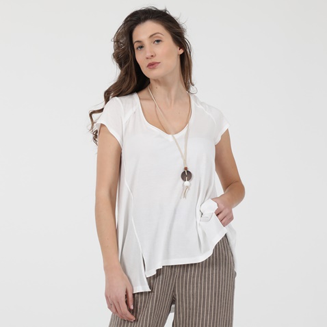 ATTRATTIVO-Γυναικεία μπλούζα με κόσμημα κολιέ ATTRATTIVO 91032412 λευκό