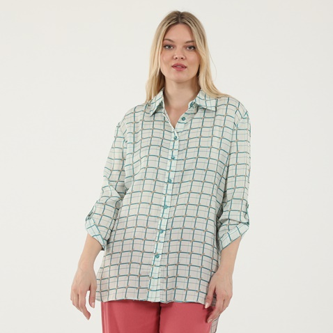 'ALE-Γυναικείο πουκάμισο 'ALE 81307203 λευκό πράσινο καρό
