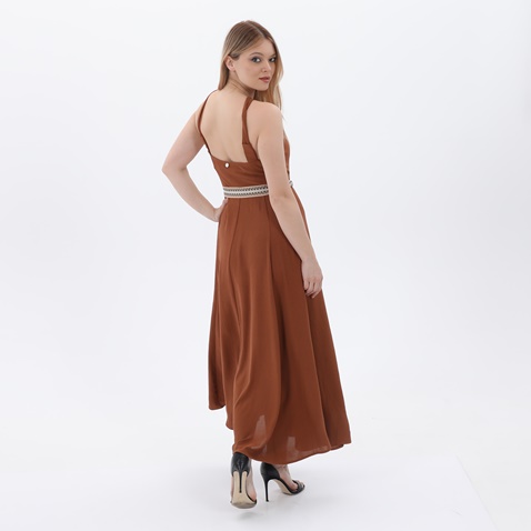 'ALE-Γυναικείο μακρύ φόρεμα 'ALE 81684890 καφέ bronze