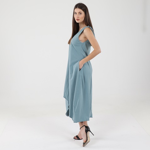'ALE-Γυναικείο μακρύ ασύμμετρο φόρεμα 'ALE 8915745 γαλάζιο
