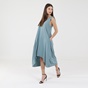 'ALE-Γυναικείο μακρύ ασύμμετρο φόρεμα 'ALE 8915745 γαλάζιο